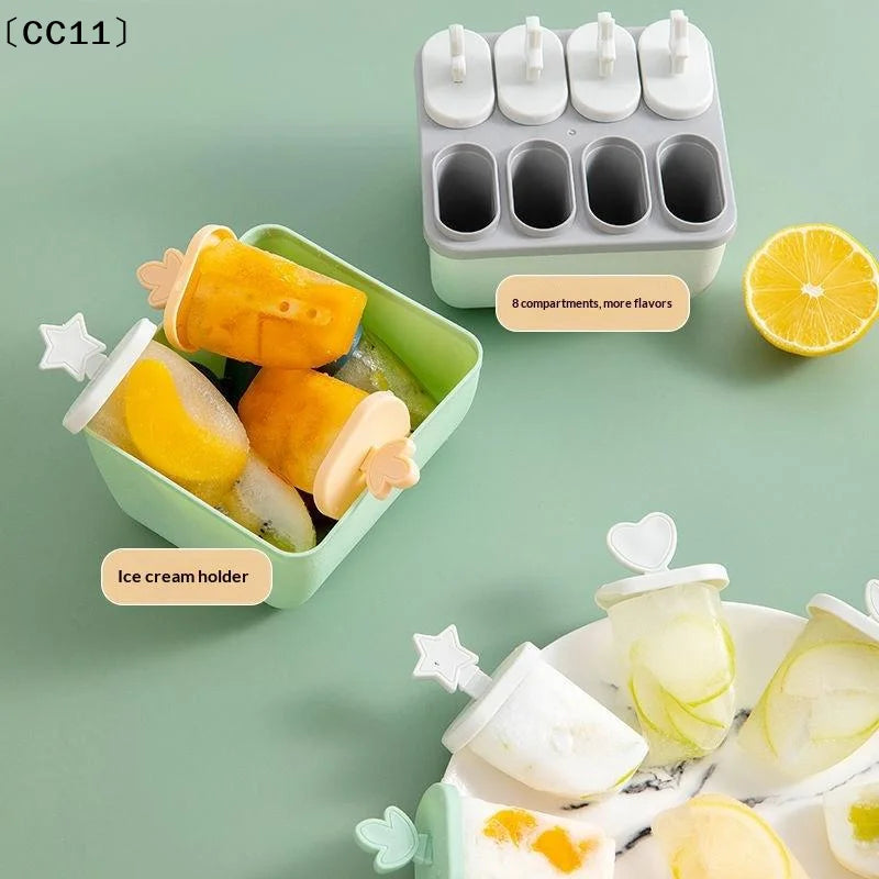 8 Hole Plastic Ice Cream Mold Reusable Stick Chocolate Dessert Easy Qme