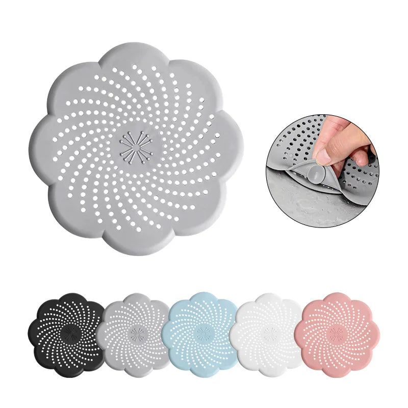 Silicone Flower Drain Cover Kitchen Bathroom Anti-Clogging Anti-Odor Anti-Insect Floor Drain Filter Hair Catcher Sink Strainer Qme