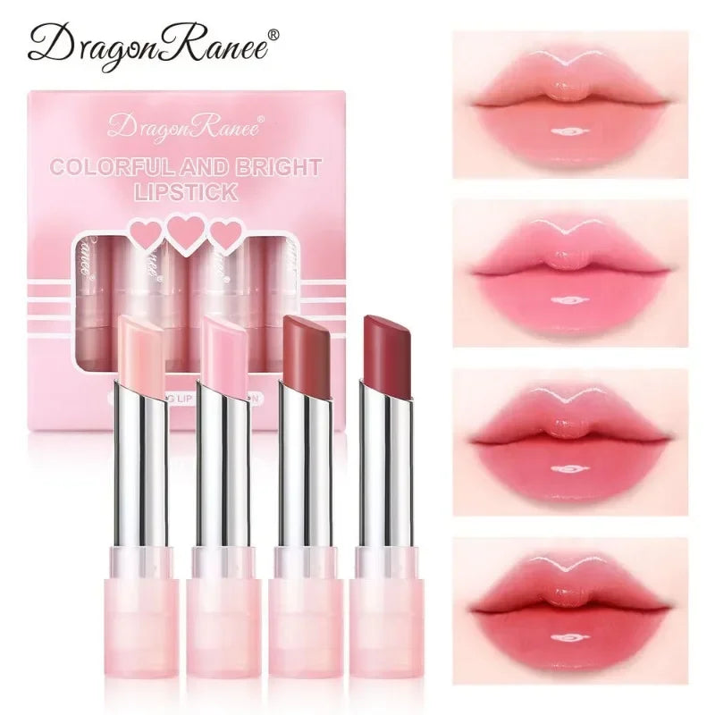 Jelly Tinted Lip Balm Moisturizing Lip-Primer Mask Cute Jelly Tinted Gloss Stick Lighten Lines Plump Lip Care Makeup Cosmetics Qme set of 4pcs