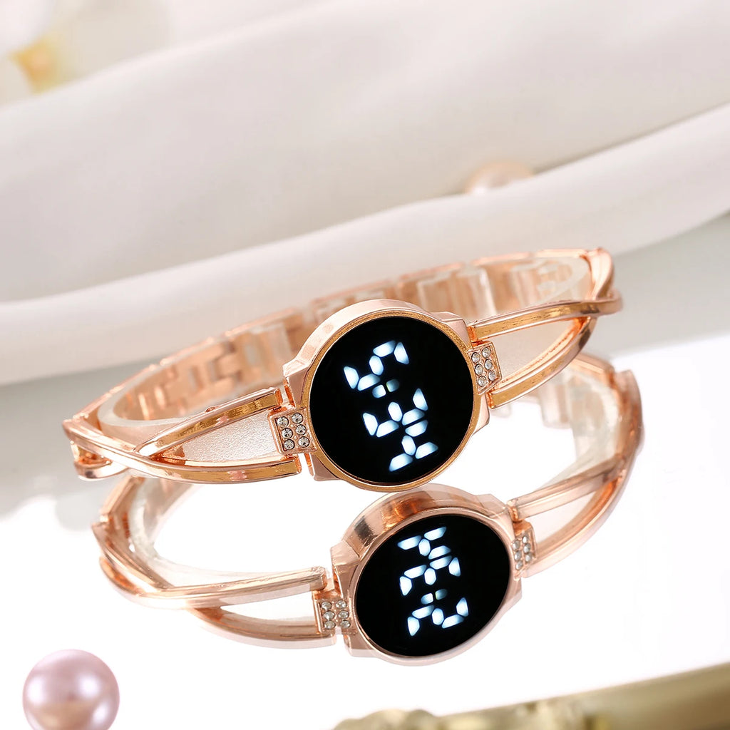 Korean version LED fashion watch touch women's style decorative steel strip electronic student women's bracelet watch Qme