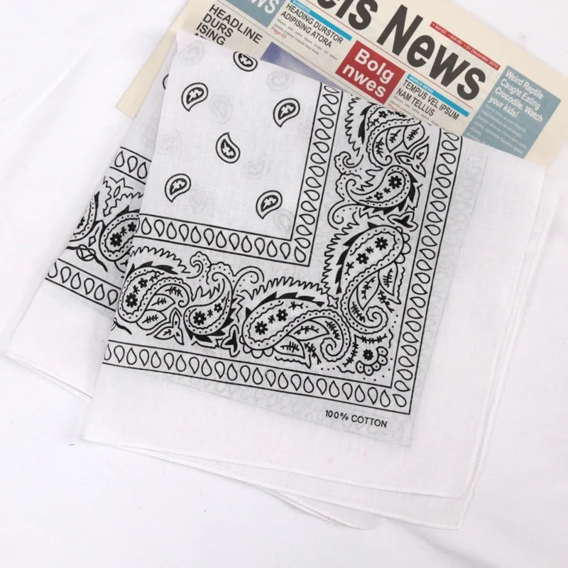 Unisex Cotton Bandana Kerchief Hip Hop Black Hair Band Neck Scarf Qme A9