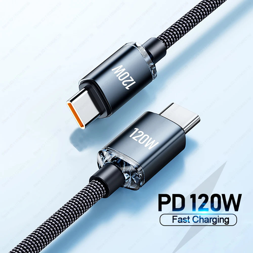 PD 120W 6A Type C To Type C Fast Charging Data Cable 0.25/1M/1.5M/2M USB C Quick Charge Cord For iPhone 17 Xiaomi Samsung Huawei Qme