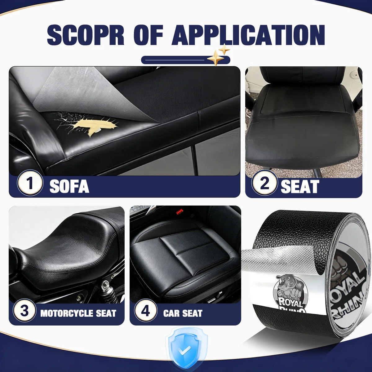 Self-Adhesive Leather Repair Patch Tape DIY Sofa Moto Car Seat Bag Home Repair - Universal Fix for Scratches Tears Holes Qme