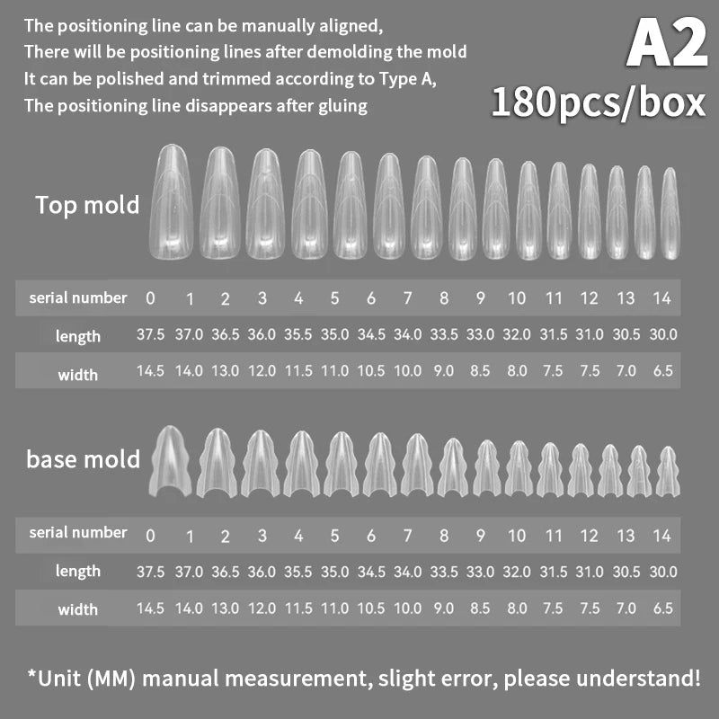 Box Nail Art Tools Sandwich Dual Forms 15 Extensions-dual Coffin Qme A2