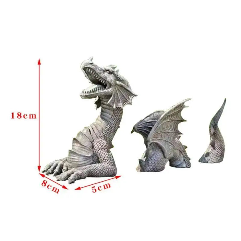 Dragon Sculptures Resin Giant Lawn Sculpture Gothic Fantasy Figures Qme