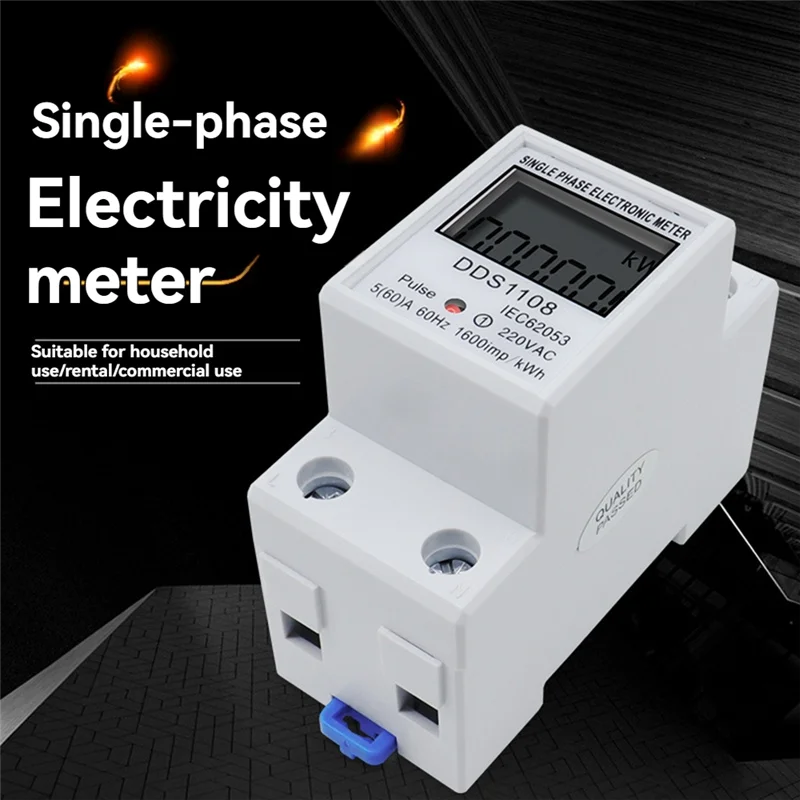 A02F-DDS1108 Digital Electric Energy Meter Single Phase AC220V 60Hz Kwh Meter LCD Display Multifunctional Wattmeter Qme
