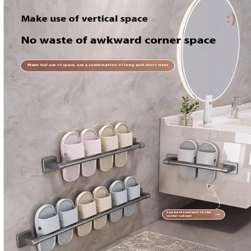Two Layer Punch-free Towels Holder Bar Bathroom Storage Rack Towel Qme