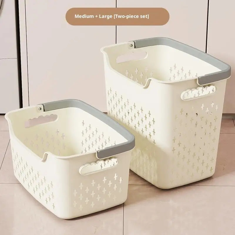 Household Laundry Basket Bedroom Bathroom Storage Large Capacity Qme White M L