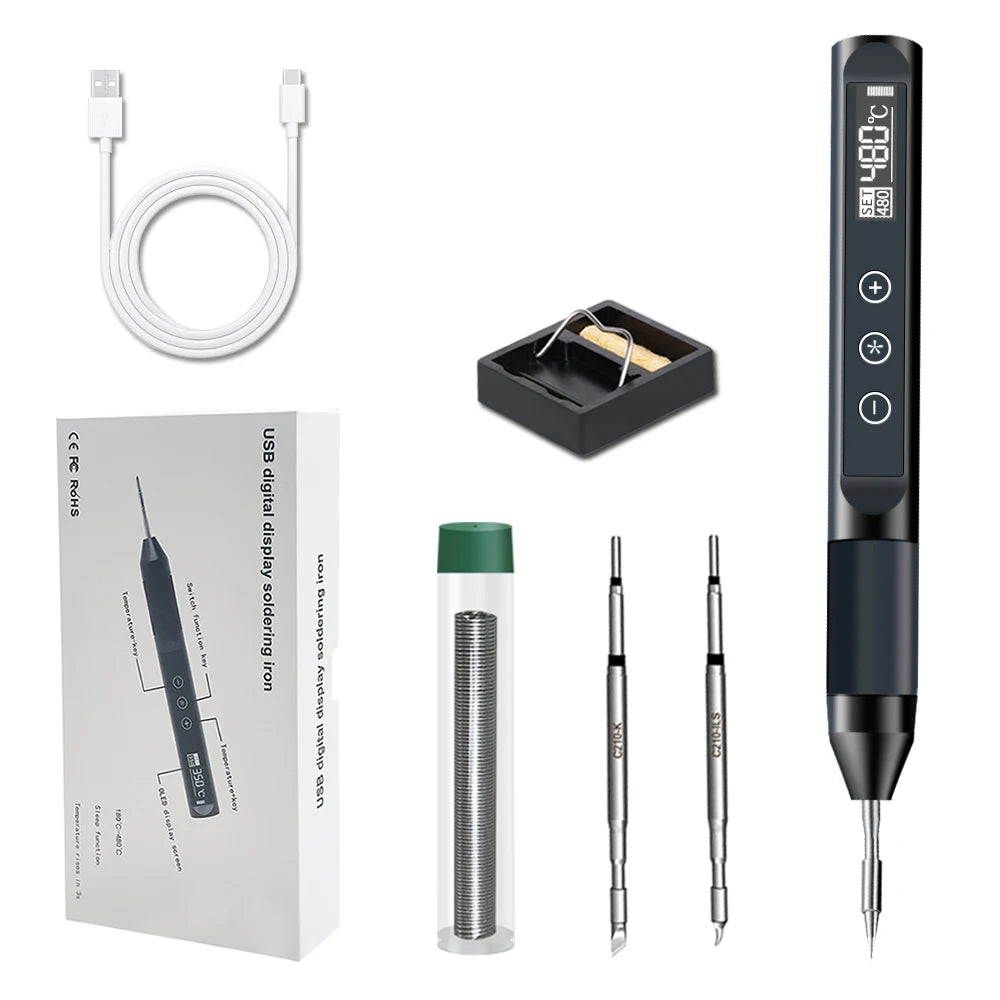 QC PD Powered Soldering Irons T210 JBC210 Mini Heating Block Portable Qme 3PCS TIP SET 1