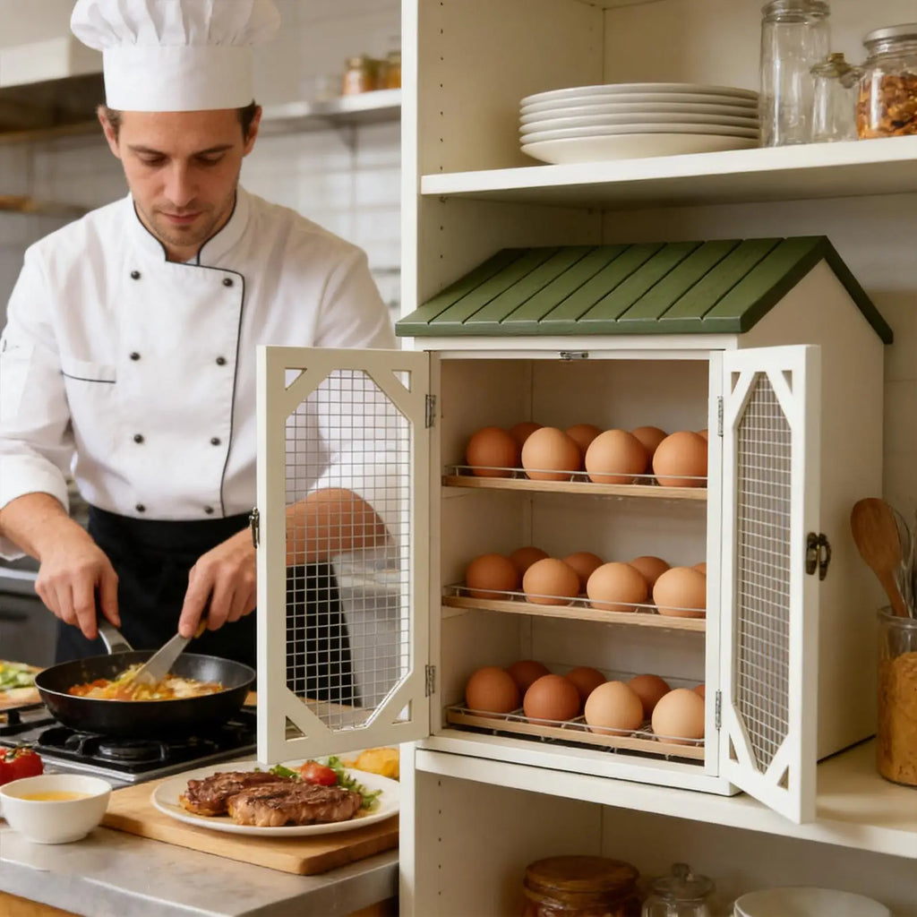 Fresh Egg Holder Rustic Cabinet With Double Doors Egg Organizer With Wire Mesh Window For Home Kitchen Pantry Cabin Coop Farm Qme