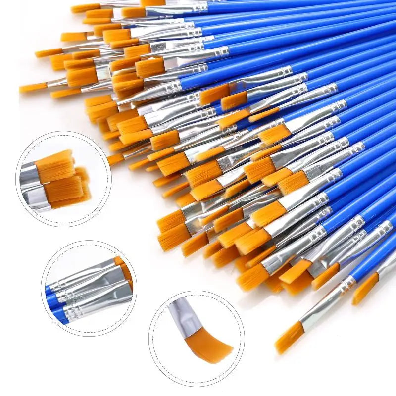 100 130 160 180 Painting Brushes Art Flat Tip Round Nylon Hair Paint Qme