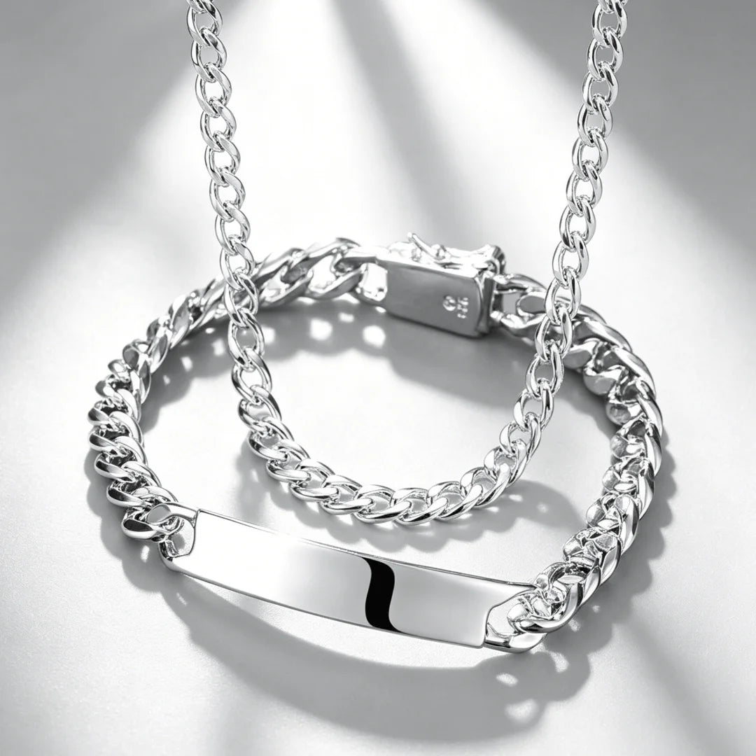 Wholesale 925 Sterling Silver Classic 10MM Figaro Chain Domineering Men's Necklace Bracelet Fashion Jewelry Set Couple Gifts Qme Necklace Bracelets 60cm and 20cm