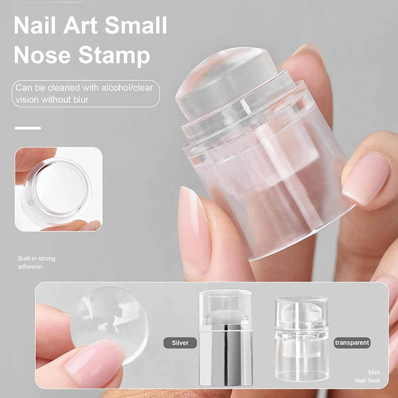 Jelly Silicone Nail Stamper Scraper Transparent Templates Stamp Qme