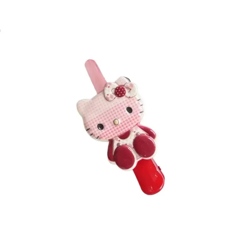 Hello Kitty Cartoon Checkered Hair Clip Cute Hair Accessories for Students Versatile Hair Clips and Headpieces Qme