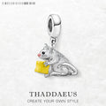 Mouse & Cheese Charms Pendant Fit Europe Bracelet, European Style 925 Sterling Silver Cute Fashion Jewelry Club for Women & Men Qme Ring