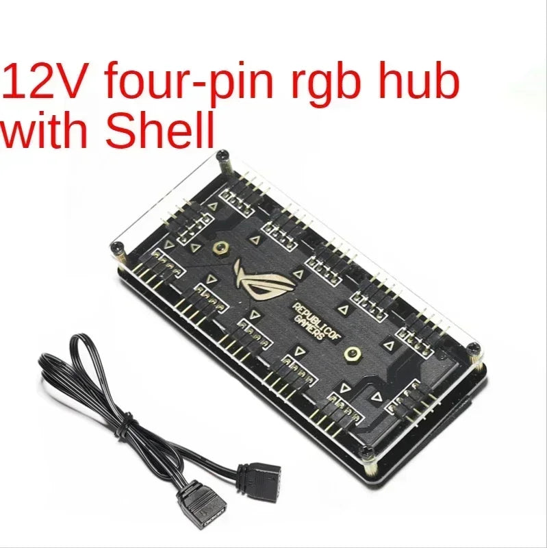 5V 3-pin RGB 10 Hub Splitter SATA Power 3pin ARGB Adapter Extension Cable for ASUS AURA SYNC MSI ASRock RGB LED W/Case Qme 4-pin rgb version