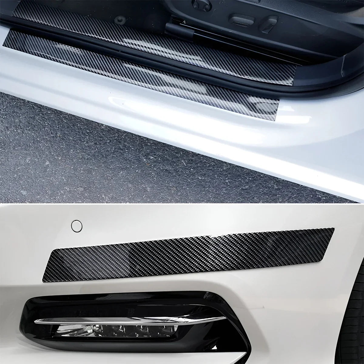 Carbon Fiber Sticker Car Door Sill Protector Film Anti Waterproof Scratch Tape for Auto Door Sill Edge Side Mirror B-pillar Qme