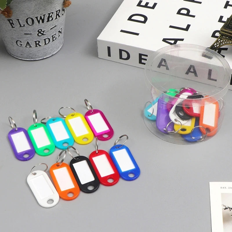 50pcs Colorful Plastic Tags Hotel Number Classification Card Key Tags Label Name Baggage Tag ID Name Tags With Split Ring Qme