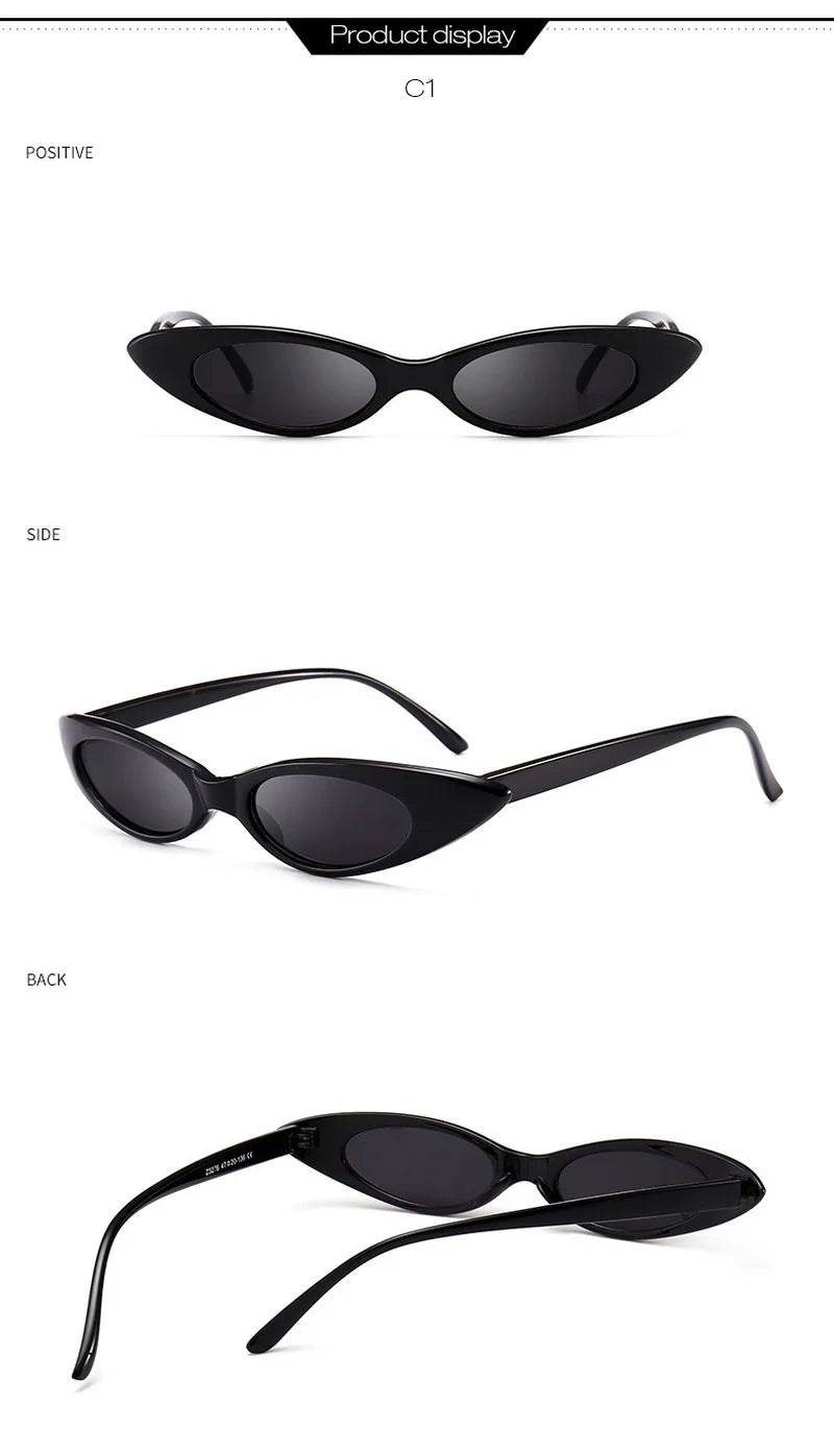 2022 Skinny Narrow Cat Eye Sunglasses Women Vintage Small RED Pink Drop Frame Retro Tiny Oval Sun Glasses Shades Qme 1 Other