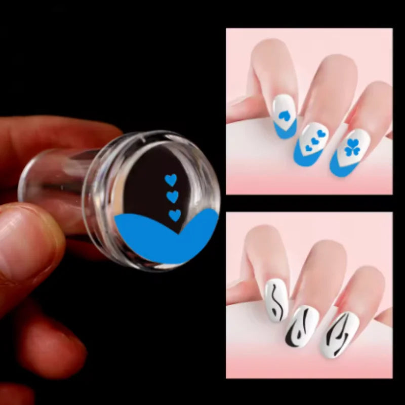 1/3/5pcs Transparent Silicone Nail Art Stamping Kit French Design For Manicure Plate Stamp Polish Seal Two Side Stamper Qme