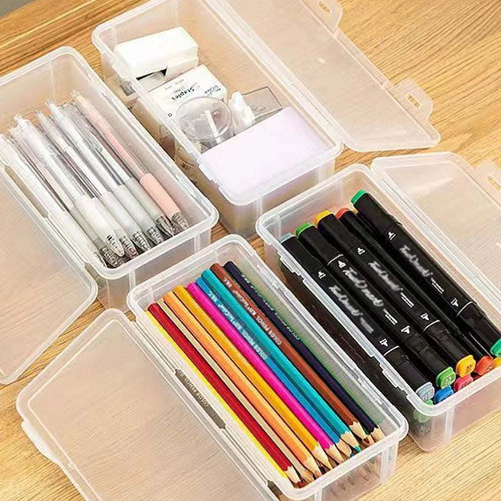 1pc Translucent PencCase Large Capacity Lightweight Convenient for School Supplies Storage Pen Box Organizer Box Qme