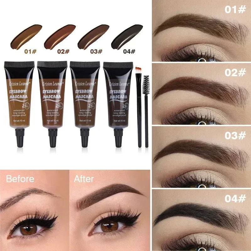 Natural 4 Colors Liquid Dyeing Eyebrow Cream Set Waterproof Durable Brown Tint Eyebrow Henna Mascara Eyebrows Paint Makeup Qme