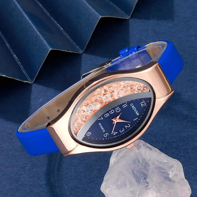 Ladies' Watch&Crystal, Quartz Watch, Watch, Luxury Brand, Design, Simple, Ladies', Women's Fashion, 6-piece Set Qme