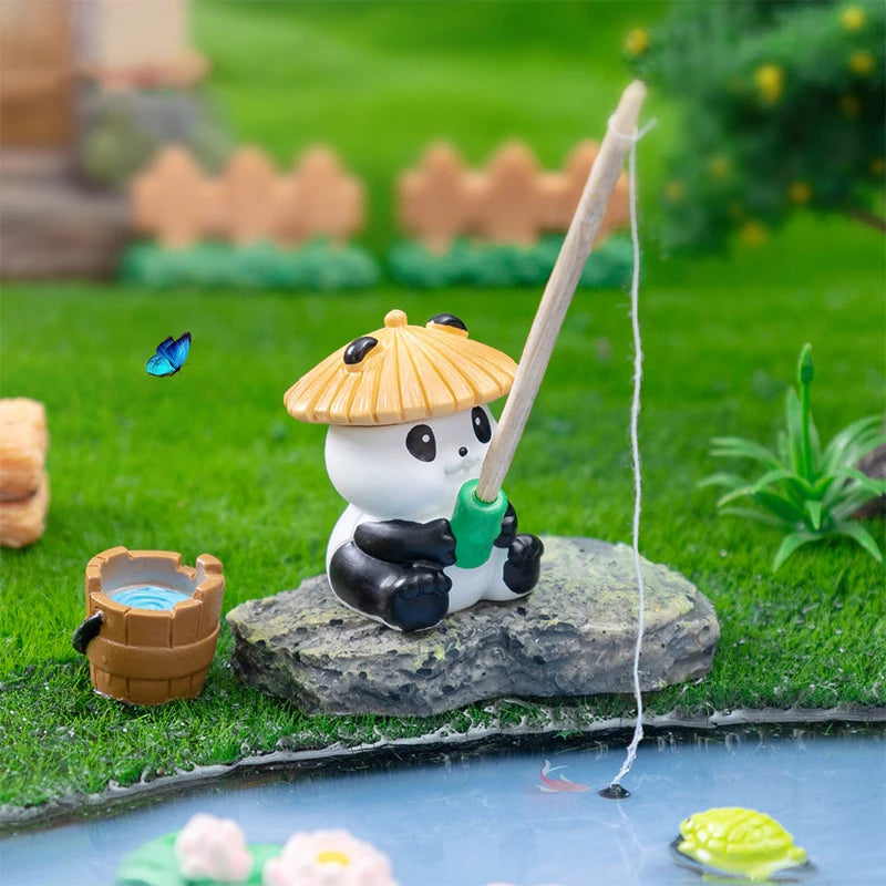 Hanging Panda Frog Figures Aquarium Decor Creative Cartoon Animal Qme