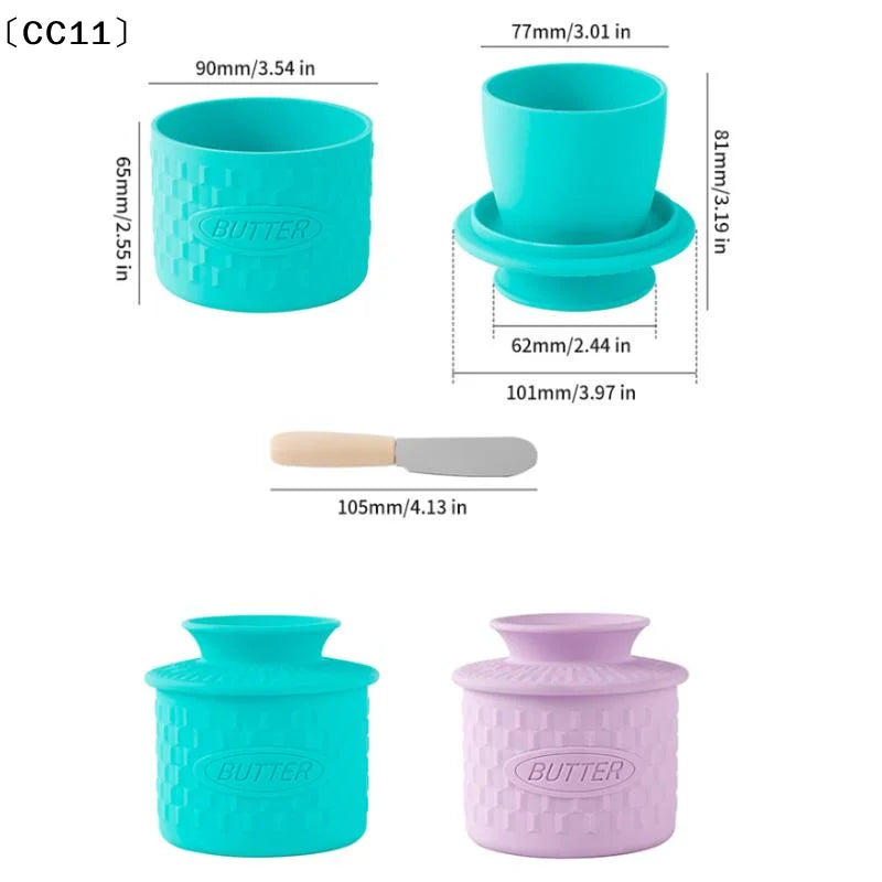 Silicone Butter Cheese Storage Crock Sealed Dustproof Covered Dish Qme