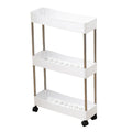 3-Tier Rolling Bathroom Storage Organizer Multi-Layer Plastic Trolley Rack for Kitchen Bathroom Laundry Room Narrow Places Qme WHITE