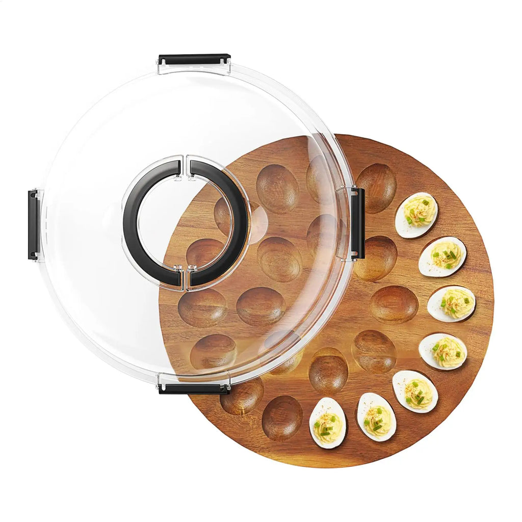 Trays for Deviled Eggs 24-Slot Tray with Lid Deviled Egg Holder for Party Home Kitchen Buffet Appetizer Countertop Table Qme