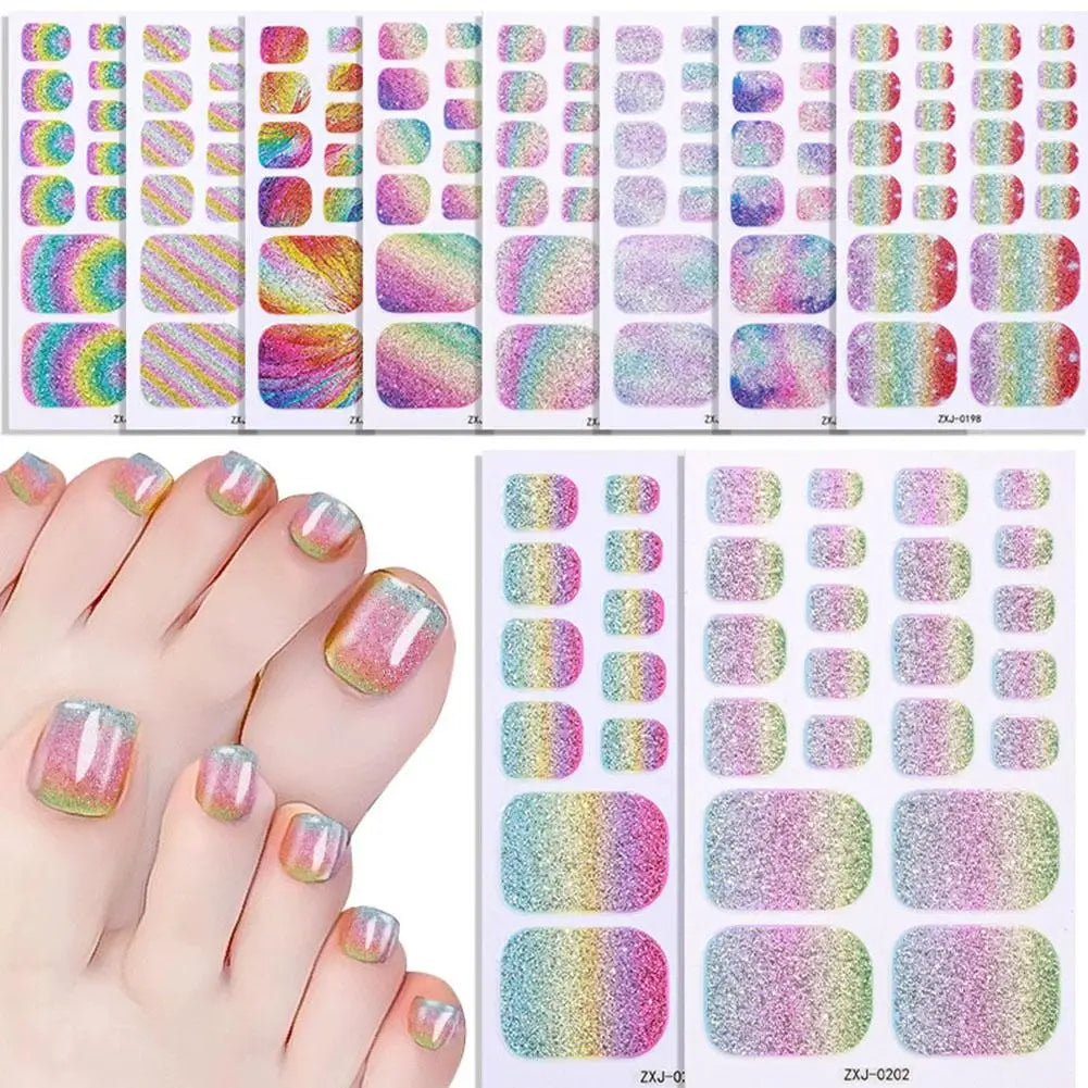 22 Srtips/sheet Toenail Semi Cured Gel Nail Wraps Long Lasting Full Cover Nail Gel Sticker Press on Nails Wraps Manicure Qme