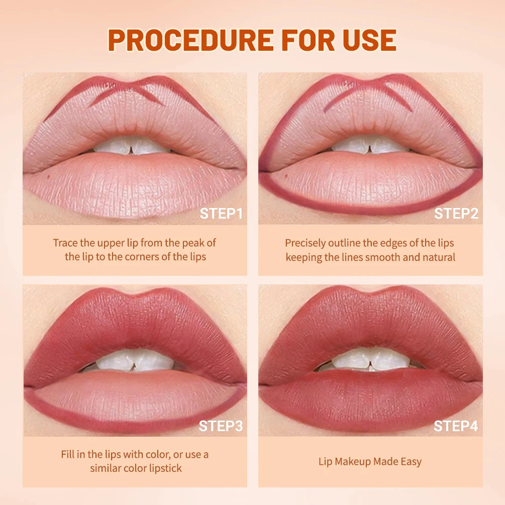 QIBEST 12Pcs/Set Matte Lip Liner Pencil Lip Outline Contouring Lasting Lipstick High Pigment Not Easy Fade Velvet Fine Lipliner Qme