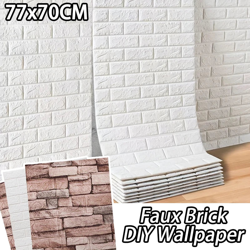 European Style Faux Brick Wallpaper for Kitchen Bedroom Living Room Wall Decoration Vinyl Panels Self Adhesive Wall Stickers Qme