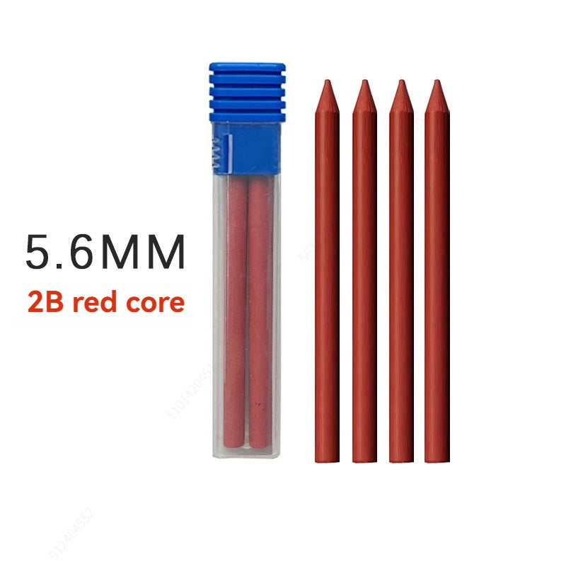 5.6mm Metal Mechanical Pencil And 2B/4B/6B/8B Pencil Refill For Writing Tool Sketch Comics Design Automatic Pencil Qme 1 box red Refill