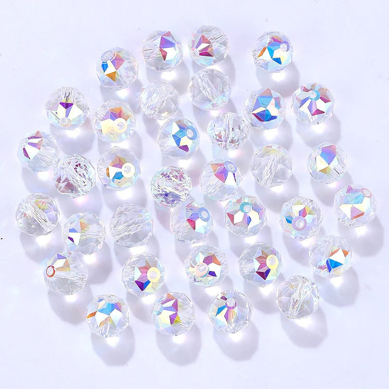 8mm/10mm Transparent Austria Crystal Glass Beads Roundle Spacer Loose Bead for DIY Bracelet Necklace Jewelry Making Accessories Qme 4 8mm-50pcs