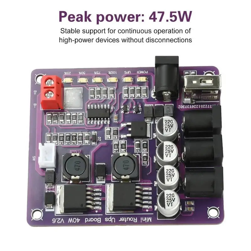 Mini Router UPS Board 40W Battery Charging 5V 9V 12V Output Qme