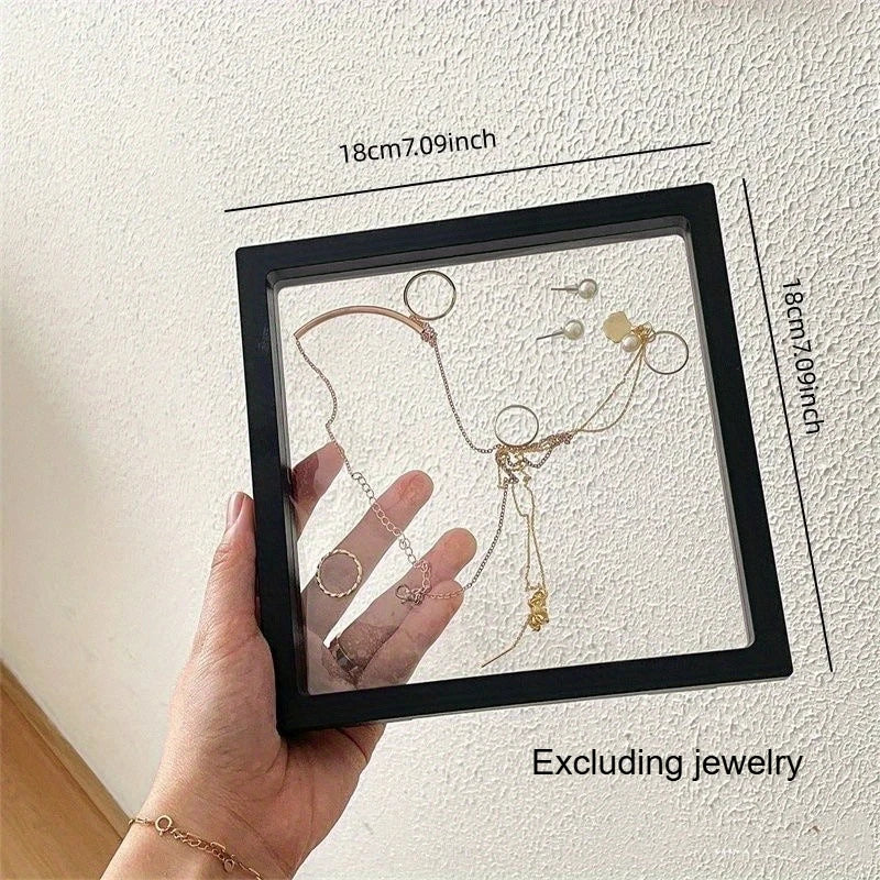 Black 3D Floating Frame Display Box, Bracket Support Jewelry Storage Box Suitable For AA Medal Shell Gemstones Qme 1pc