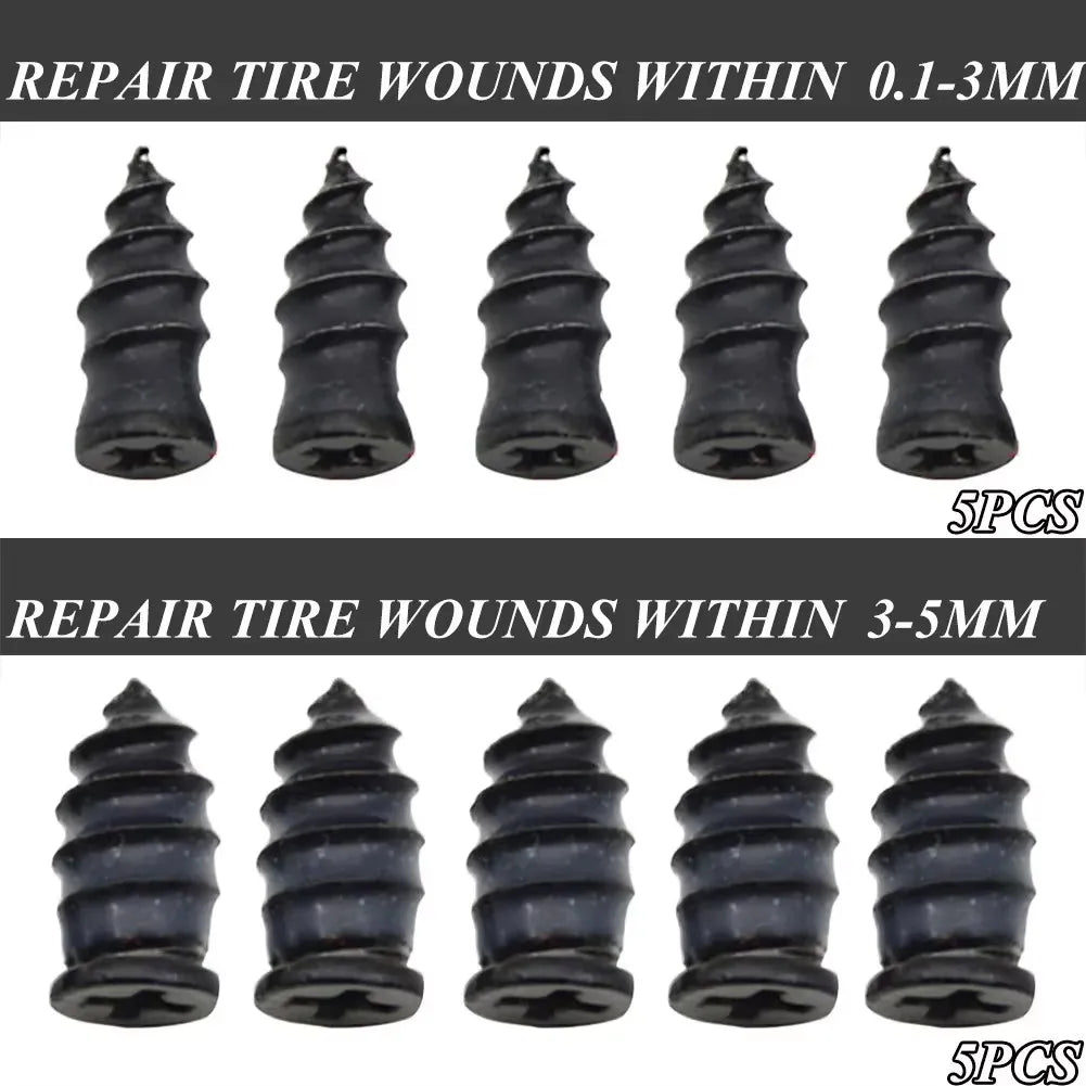 Car Motorcycle Bicycle Wheel Tire Repair Kit 10 Pack Rubber Nail Vacuum Tire Repair Nail Plug Puncture Repair Strip Seal Qme 5 Large 5 Small