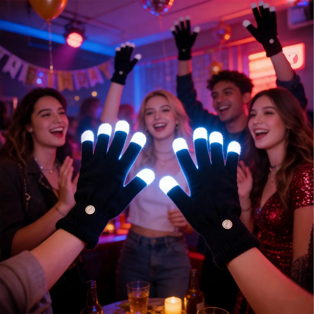 Light Up Gloves 7-Colors Adjustable Cool Costume Mittens LED Gloves for Boys for Performance Christmas Boy Stocking Stuffers Dad Qme
