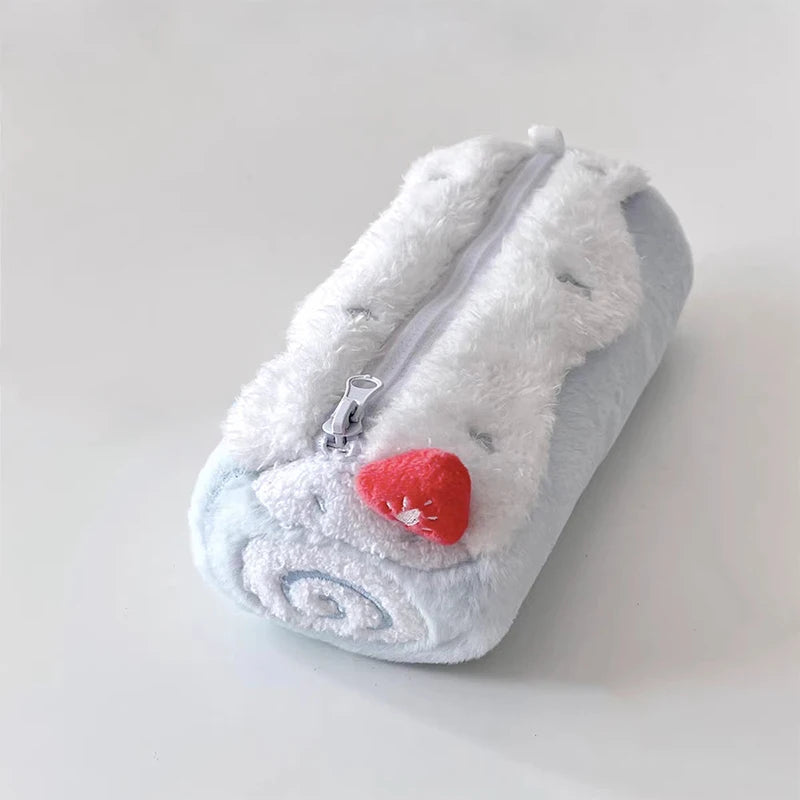 Cute Cake Cosmetics Bag Swiss Roll Plush Pencil Case Kawaii Large Qme A1