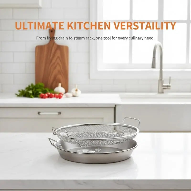 2026 Food-grade Kitchen Oil Filter Tray Stainless Steel Mesh Frying Qme