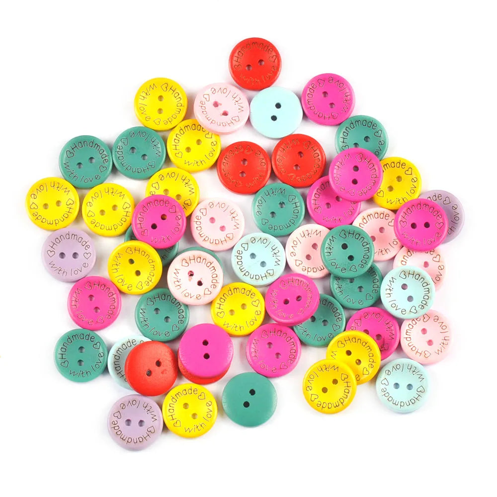 50Pcs 20mm Colorful Round Flatback Wooden Buttons Handmade Crafts For Scrapbooking Decor Home Ornaments Sewing Supplies M2740 Qme Default Title