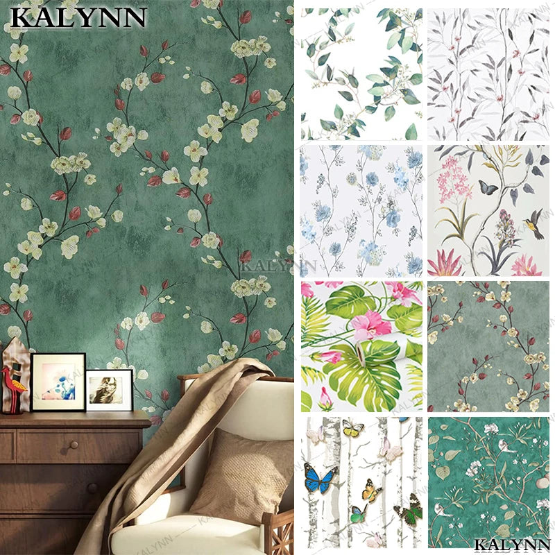 Floral Peel Stick Wallpaper Green Flower Contact Paper Vinyl Self Qme