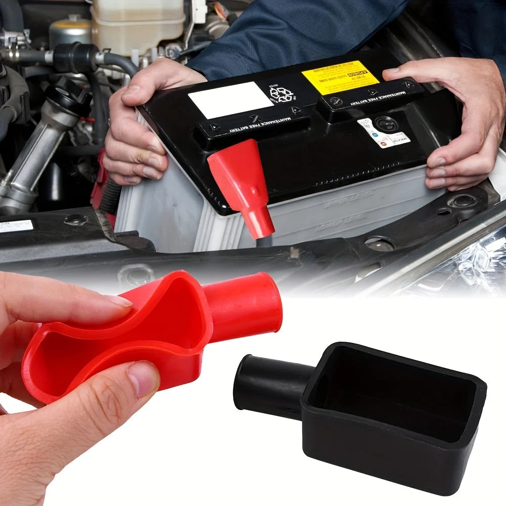 1pair Auto Battery Negative Positive Terminal Covers Cap Boot Isograde Protector Overhanging Batteries Accessories Qme