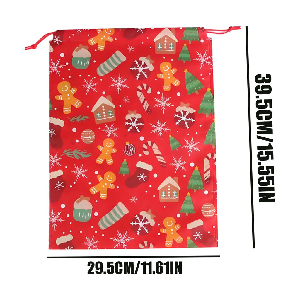 Drawstring Christmas Bags Reusable Cookie Sack Holiday Gooide Bag Qme