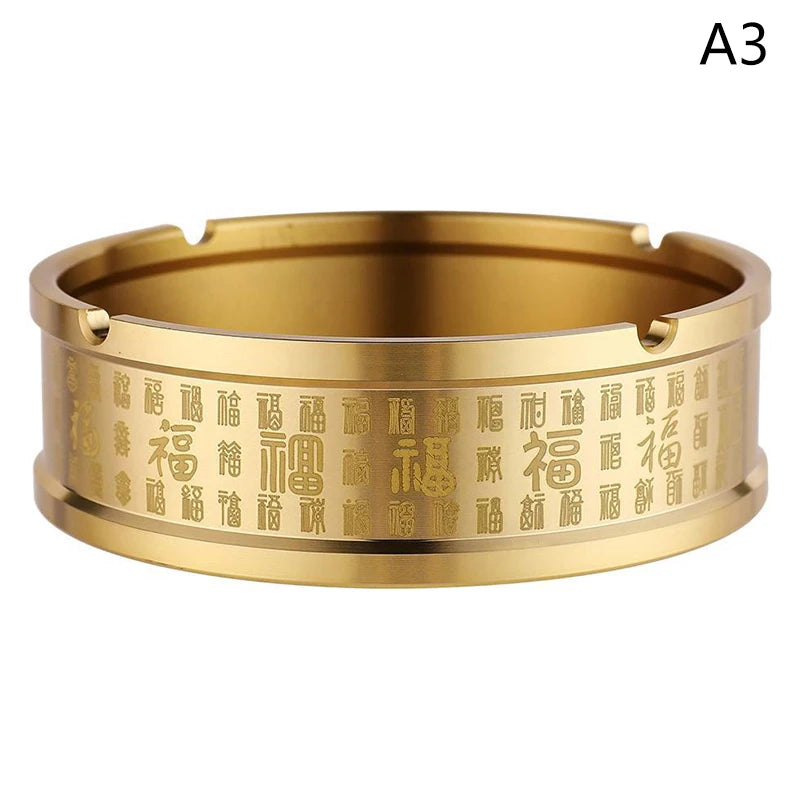Portable Ashtray Round Brass Tabletop Holder Office Household Metal Qme A3