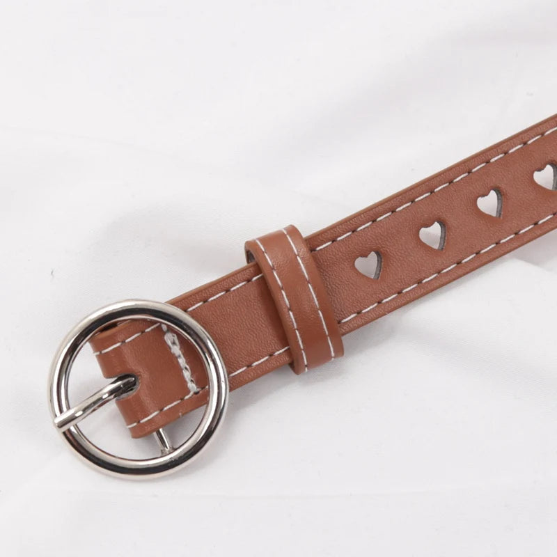 Women PU Leather Belt Hollow Out Loving Heart Ladies Waist Qme B2 100cm China Mainland