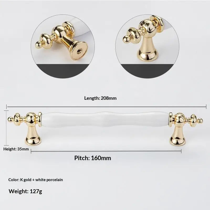 Modern Colored Ceramic Furniture Handle Golden Wardrobe Cabinet Handles Closet Door Knob Dressing Table And Drawer Pull Hardware Qme A11