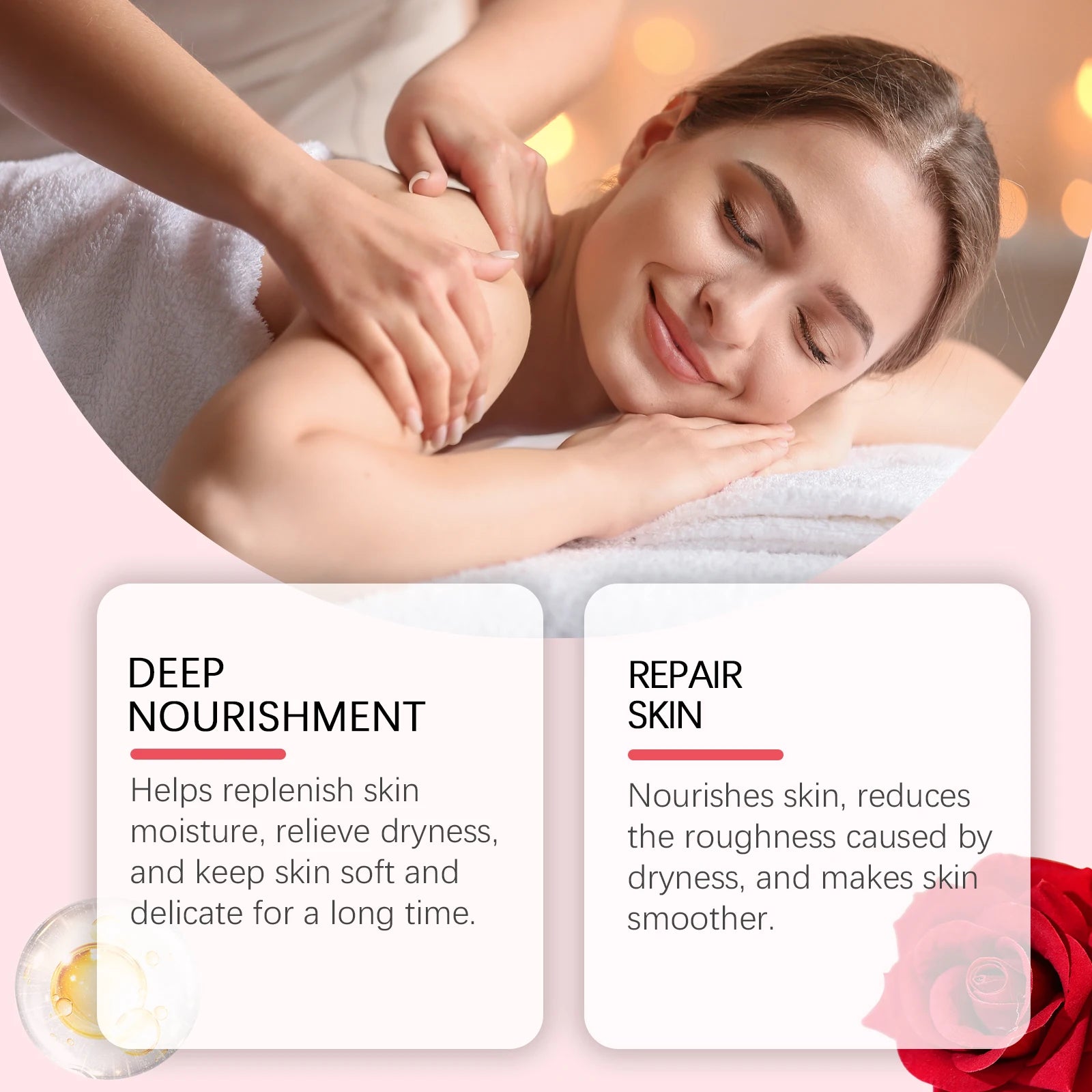 Rose Essential Oil Nourishing Moisturizing Soothing Dryness Skin Soften Delicate Smoothing Massage Essential Oil for Face Body Qme